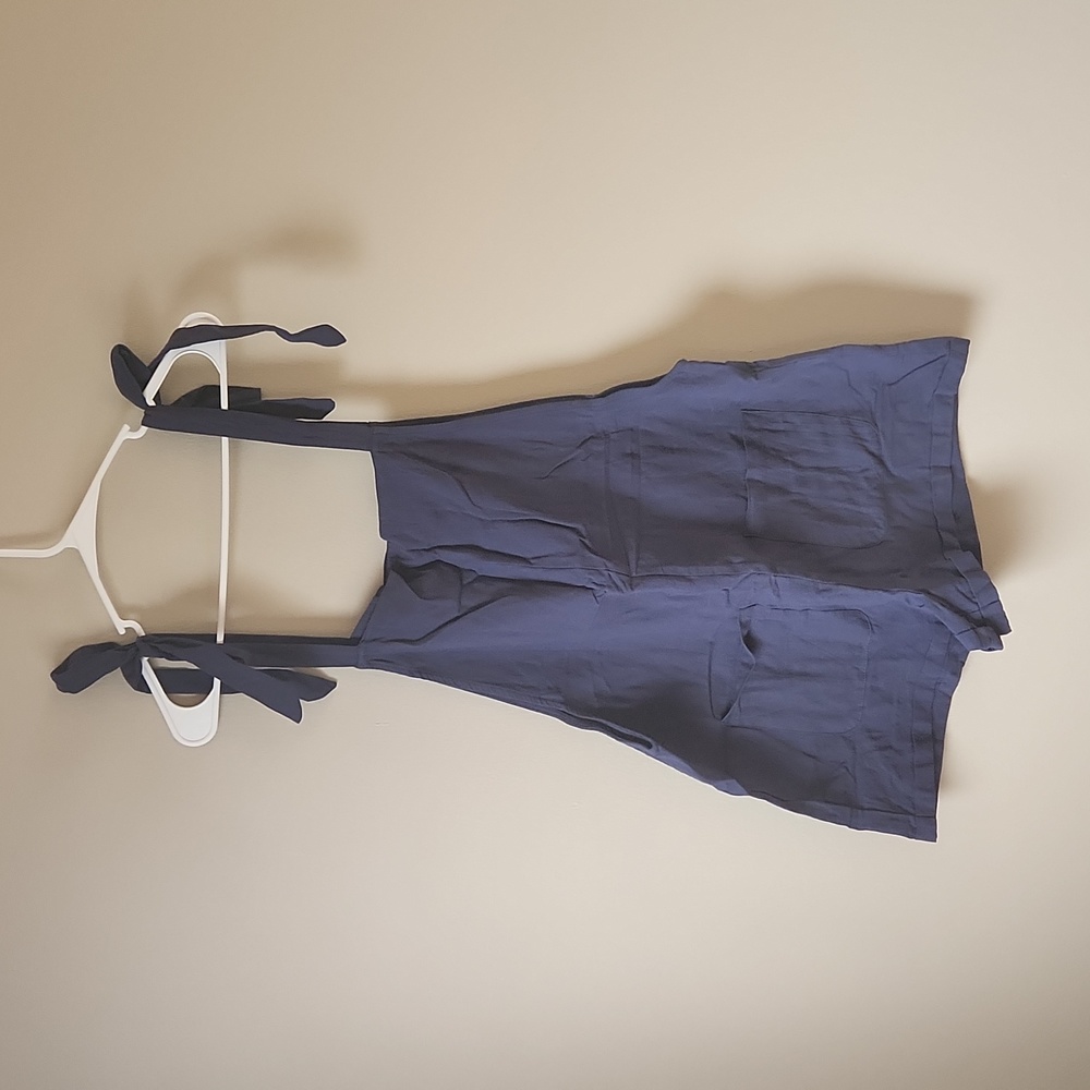 Tie-Shoulder Navy Romper Jumpsuit